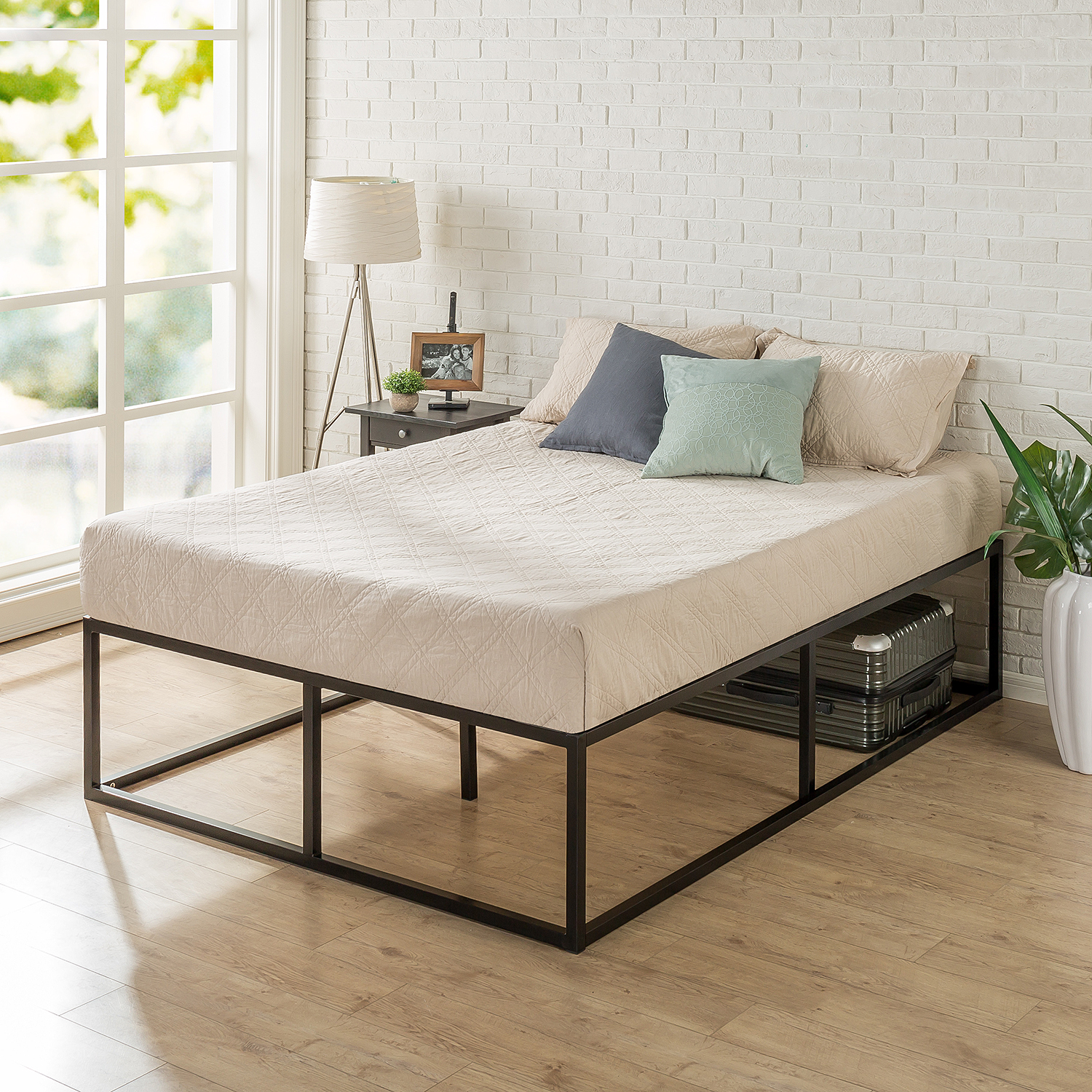 Zinus Joesph SINGLE DOUBLE QUEEN KING Metal High Bed Base Mattress Frame Timber eBay